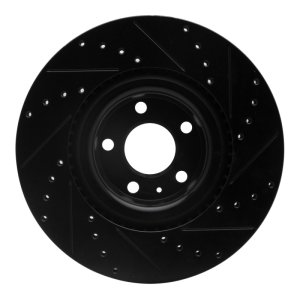 Audi S4 Brake Rotor (1) - Front Left - R1 Concepts - Drilled & Slotted - Black - `04-`09